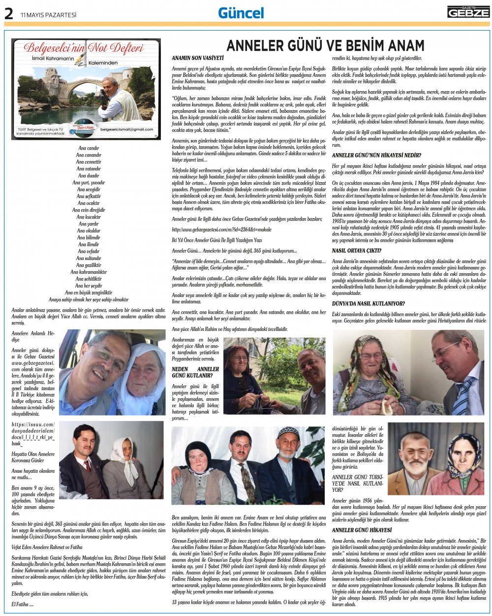 Anneler Günü ve Benim Anam