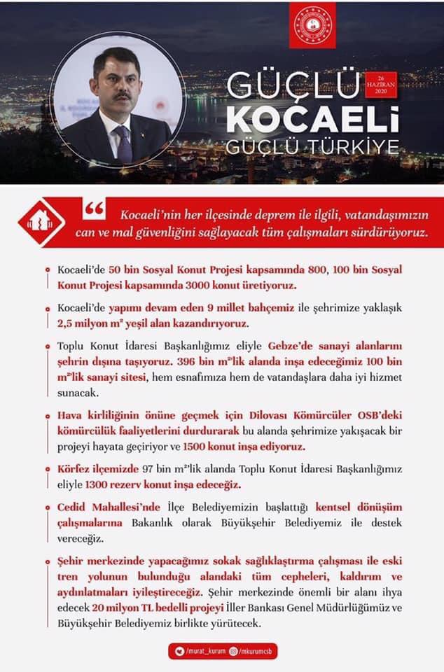  Çevre Bakanı Kurum’a Kocaeli mektubu