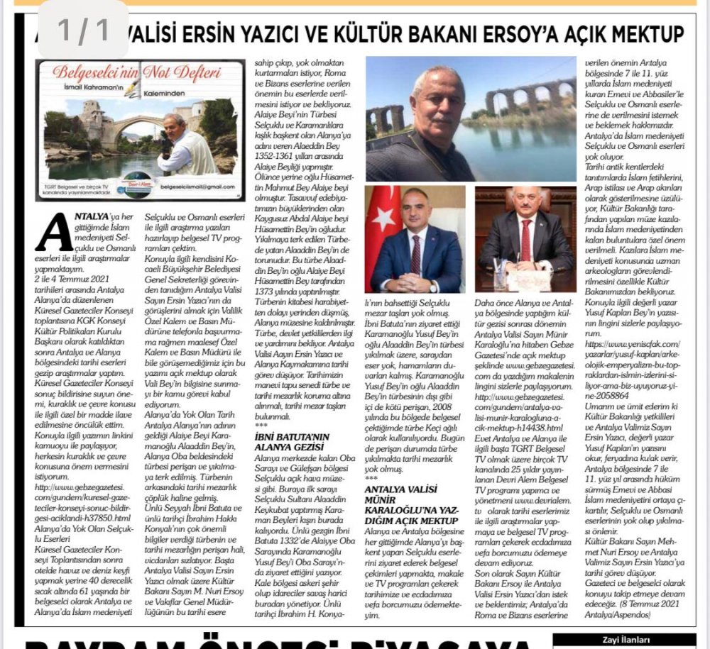 Antalya Valisi Ersin Yazıcı ile Belgesel Söyleşi