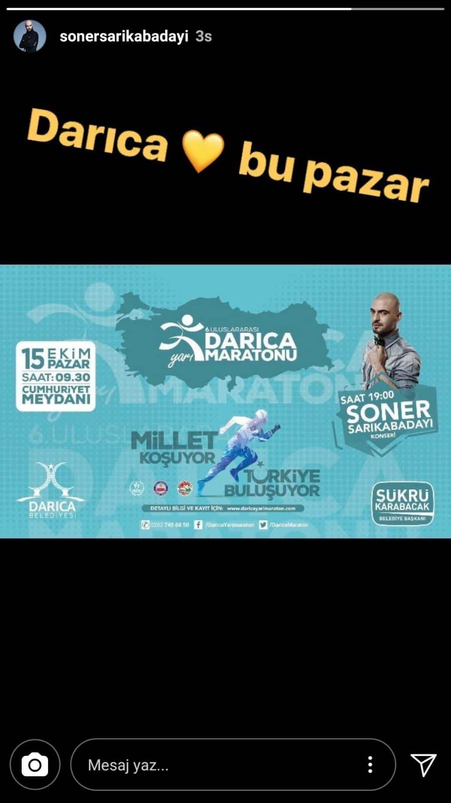 Ünlü sanatçıdan Darıca paylaşımı! Ünlü sanatçıdan Darıca paylaşımı!