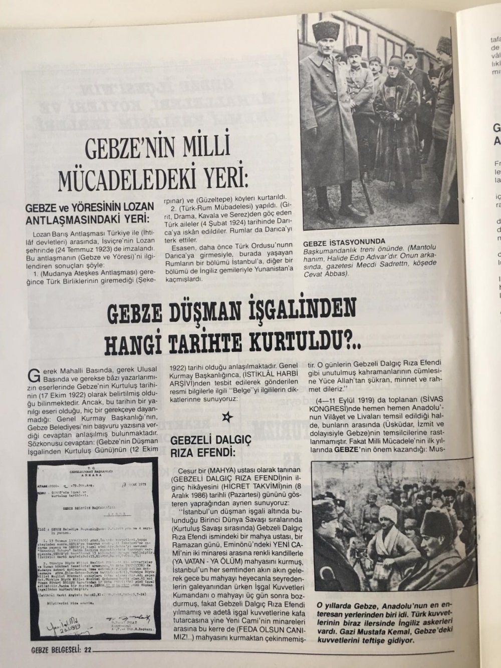 İşgal Yılları ve Kurtuluş Savaşında Gebze’de Bölgesi 
