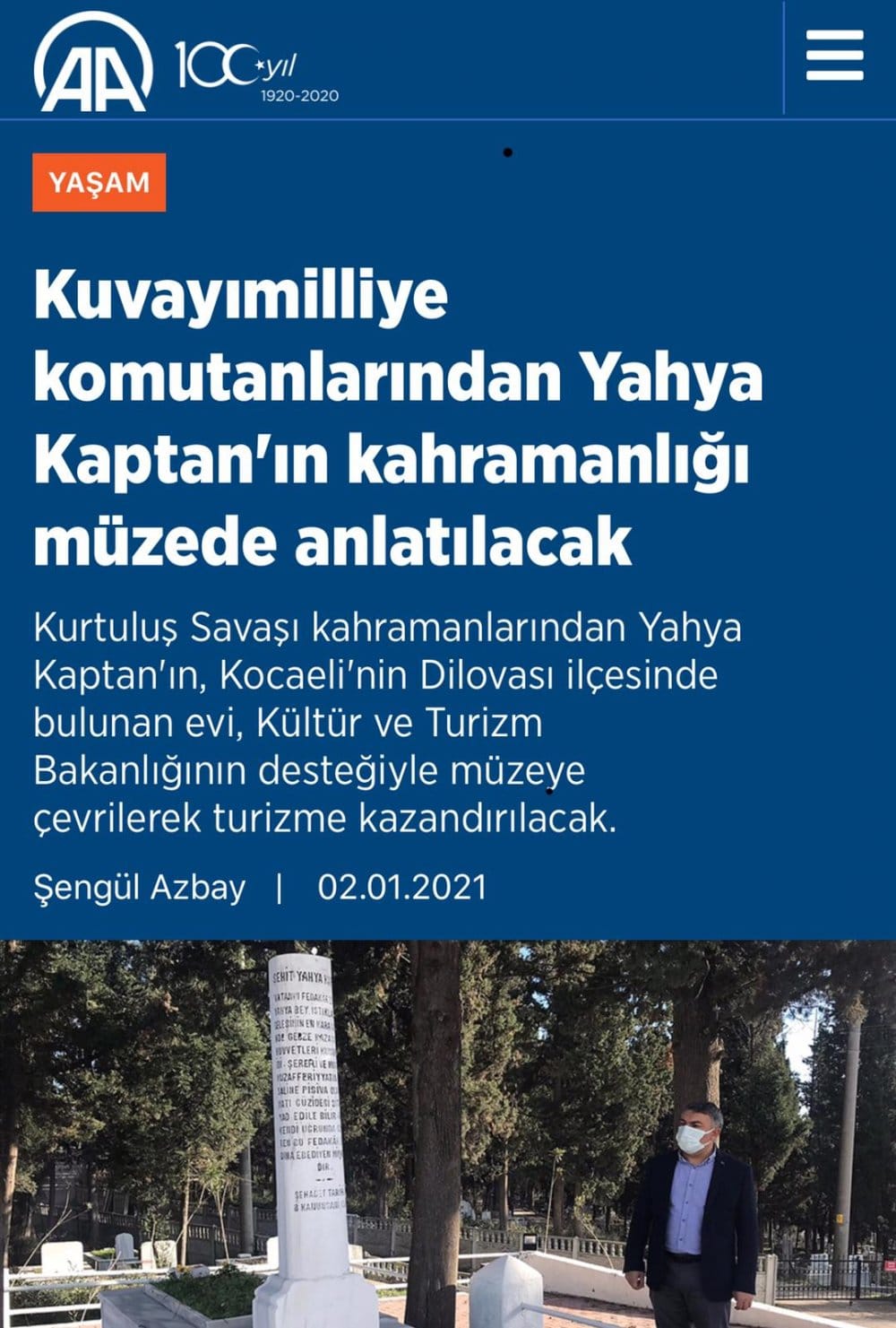 Anadolu Ajansı'ndan Yahya Kaptan Haberi 