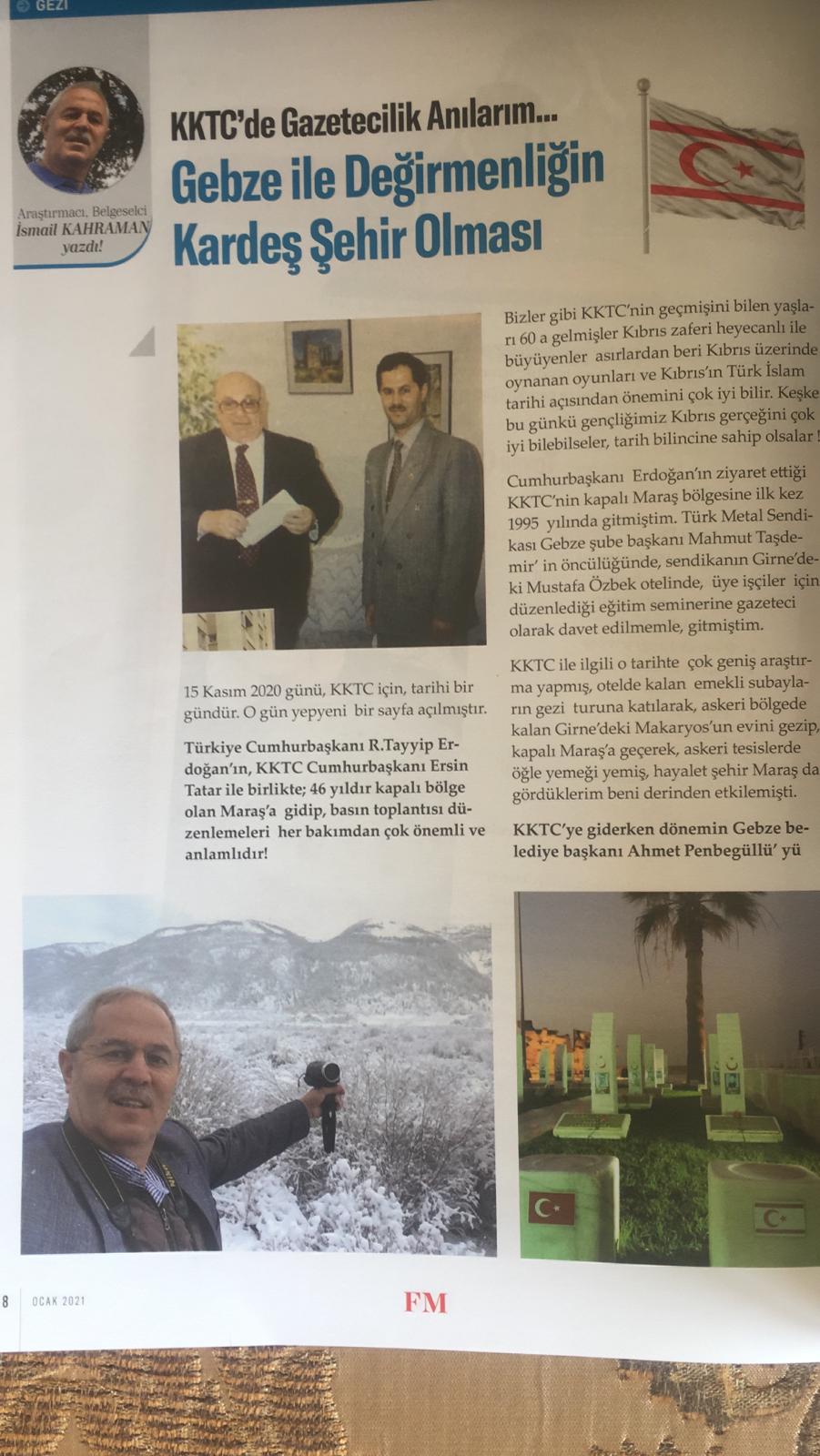Kardeş Şehirler ve FM Dergisi'nde Yayınlanan Kıbrıs Yazım