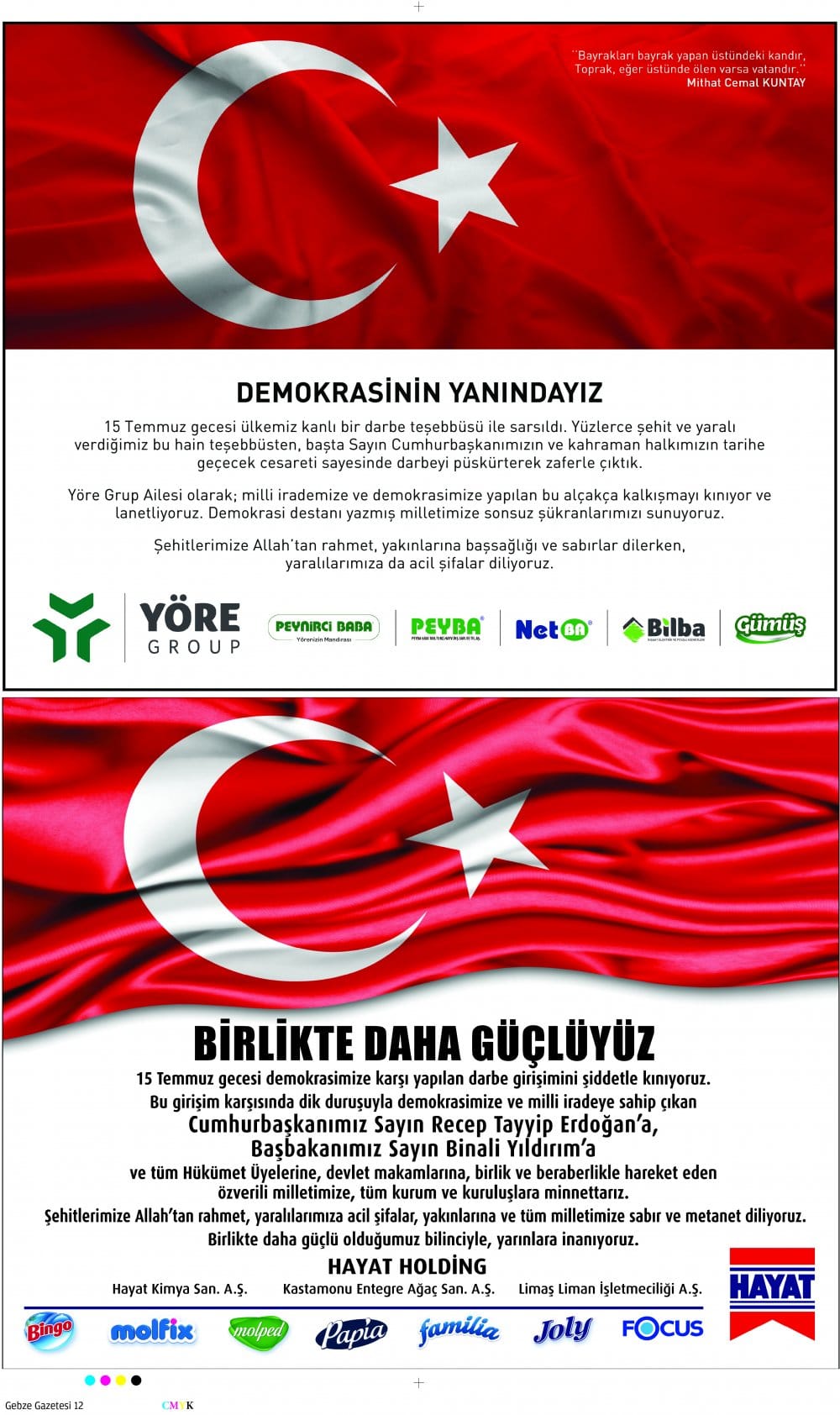 Gazetemizden demokrasi zaferi eki!