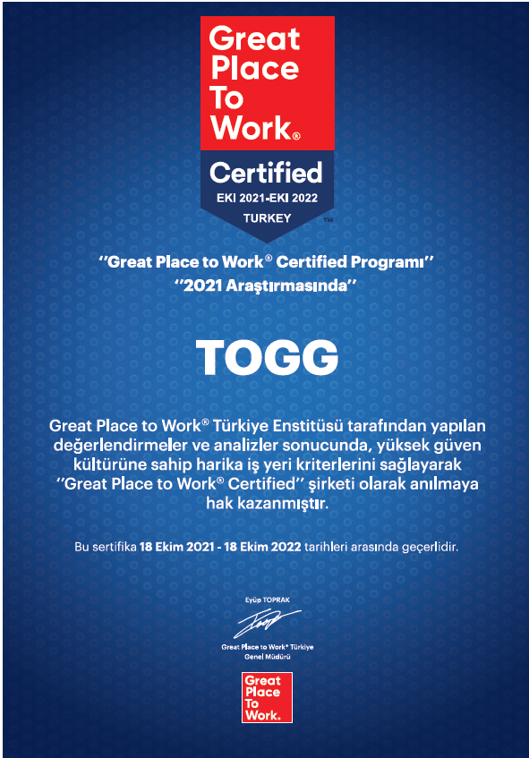 TOGG, ‘EN İYİ İŞVERENLER LİSTESİ’NDE!