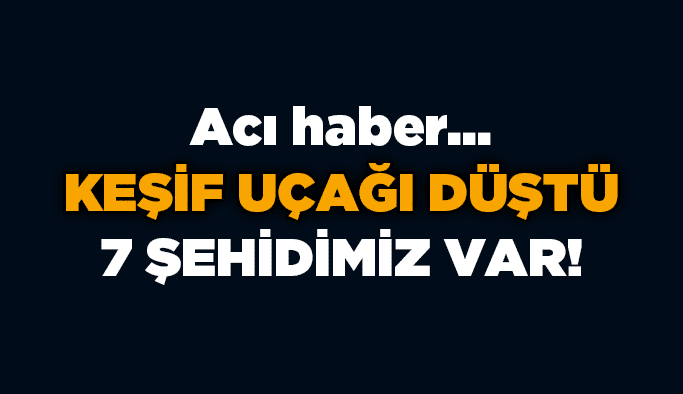 Keşif uçağı düştü 7 şehidimiz var!