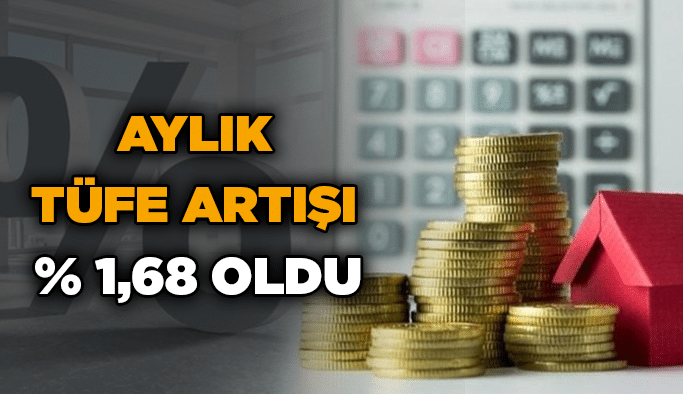Aylık TÜFE artışı % 1,68 oldu