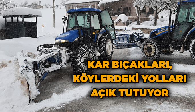 Kar bıçakları, köylerdeki yolları açık tutuyor