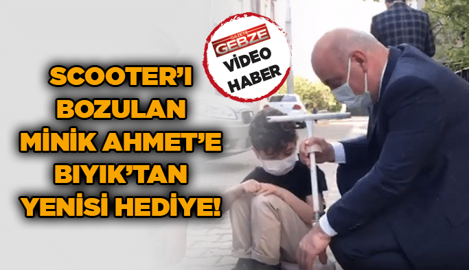 Scooter’ı bozulan minik Ahmet’e Bıyık’tan yenisi hediye!