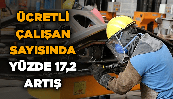 Ücretli çalışan sayısında yüzde 17,2 artış