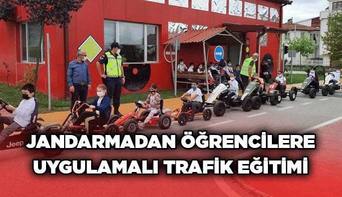 Jandarmadan öğrencilere uygulamalı trafik eğitimi