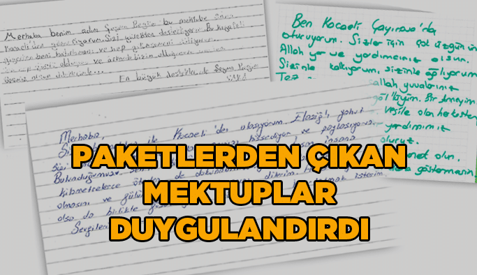 Paketlerden çıkan mektuplar duygulandırdı