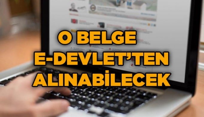O belge e-Devlet'ten alınabilecek