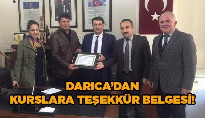 Darıca’dan kurslara teşekkür belgesi!