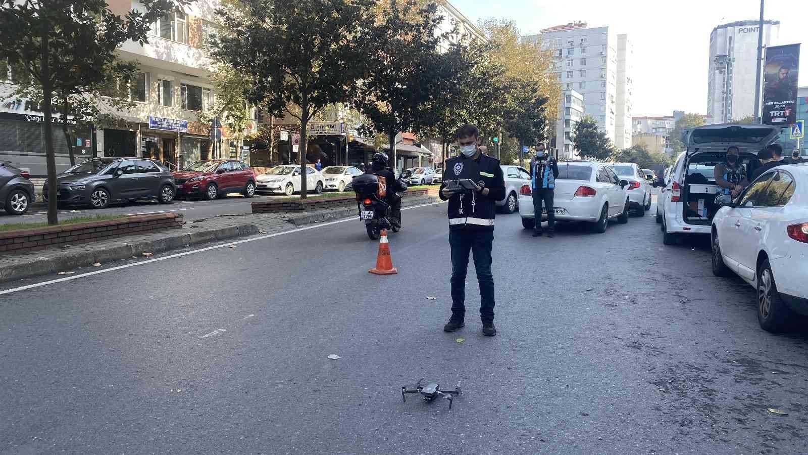 Gayrettepe’de drone destekli yaya geçidi denetimi