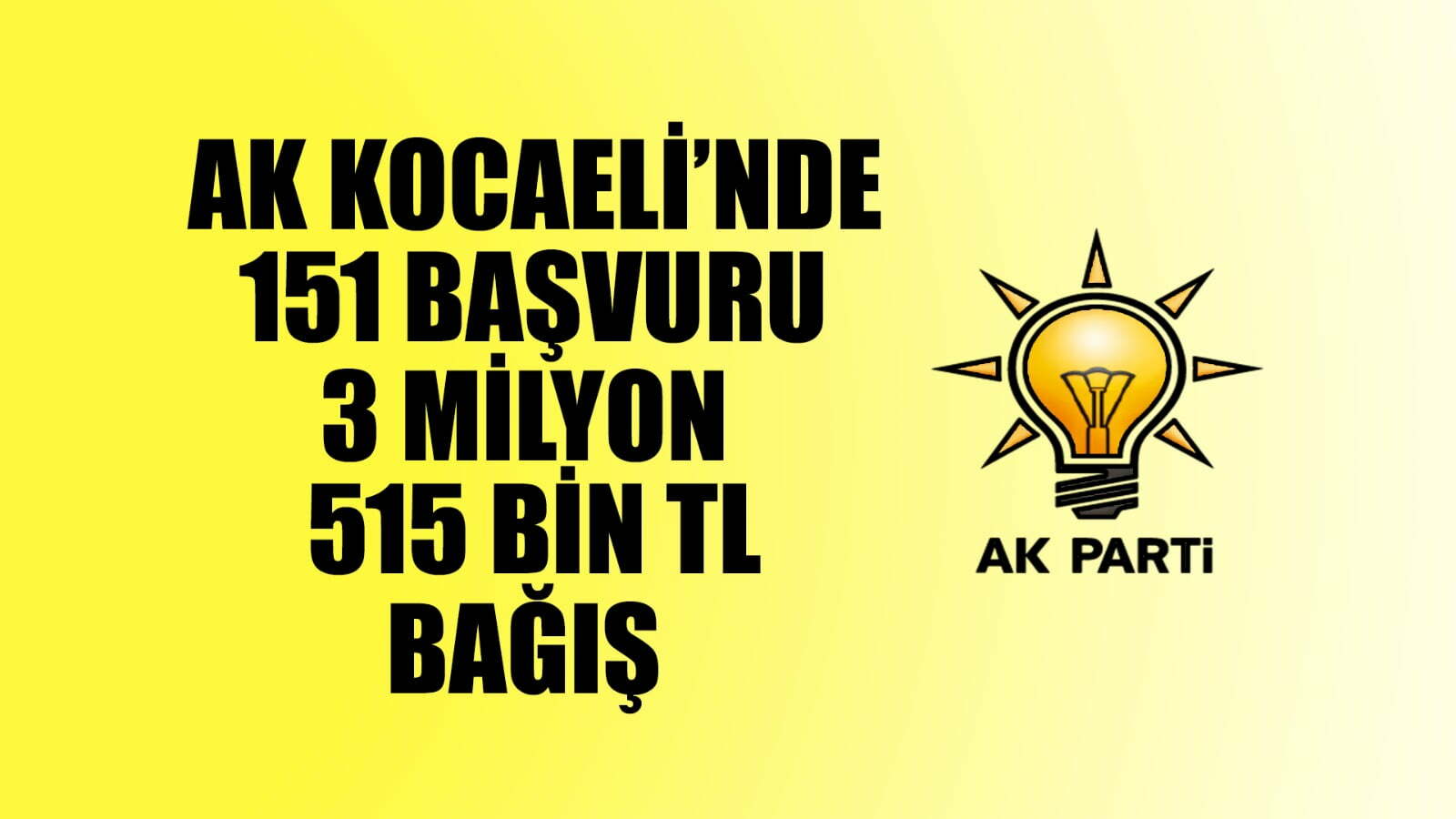 Ak Kocaeli’nde 151 Başvuru : 3 Milyon 515 Bin TL Bağış