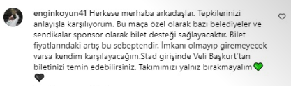 Engin Koyun Bilet Fiyatlarına Yapılan Zam Hakkında Açıklama Yaptı Engin Koyun Bilet Fiyatlarına Yapılan Zam Hakkında Açıklama Yaptı