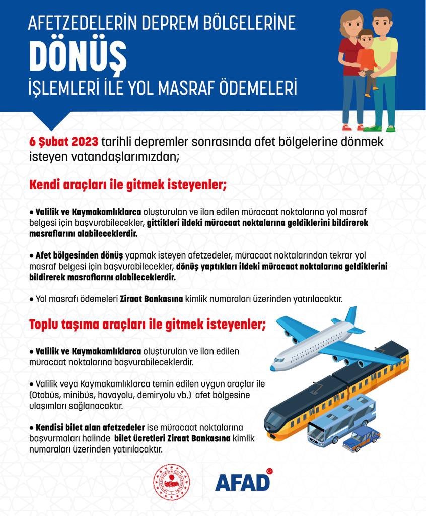 AFAD’dan deprem bölgesine geri dönüş yapmak isteyen vatandaşlar için duyuru
