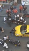 Şişli’de kurye ve taksici trafikte yol verme yüzünden yüzünden birbirine girdi