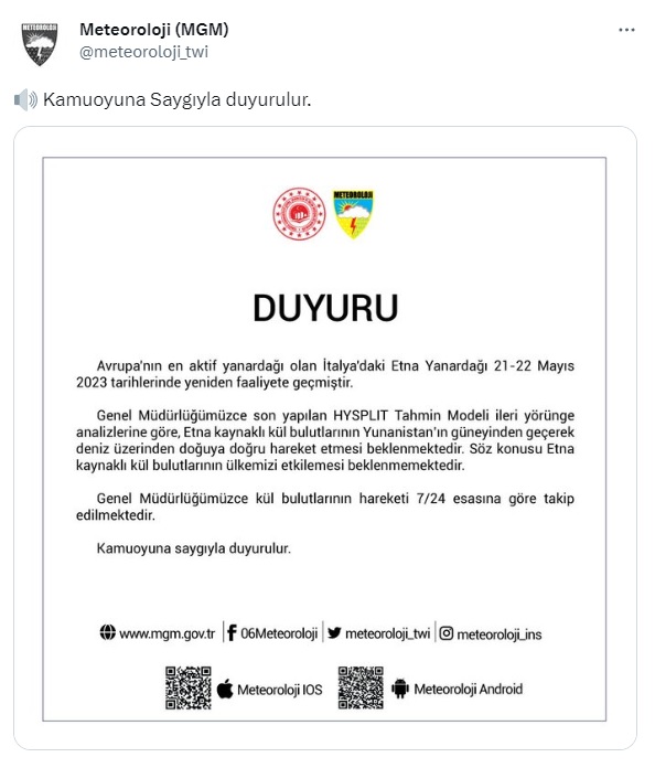 Etna Yanardağı Patladı, Meteoroloji'den Açıklama Geldi