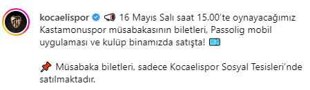 Kocaelispor Duyurdu! Kocaelispor Duyurdu!