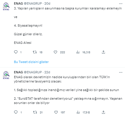 Son Dakika... ENAG, TÜİK'e Tepki Gösterdi: "Hayat Pahalılığı Açıkça Verilere Yansımıyor" Son Dakika... ENAG, TÜİK'e Tepki Gösterdi: "Hayat Pahalılığı Açıkça Verilere Yansımıyor"