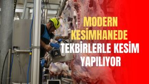 Modern kesimhanede tekbirlerle kesim yapılıyor
