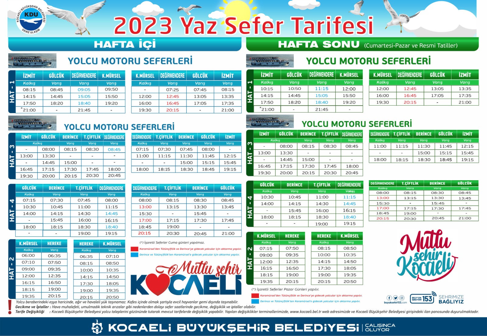 Kocaeli'de Deniz Ulaşımında Yaz Tarifesi Başlıyor