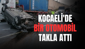 Kocaeli’de bir otomobil bariyerlere çarptıktan sonra takla atarak karşı şeride geçti!