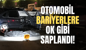 Otomobil, bariyerlere ok gibi saplandı!