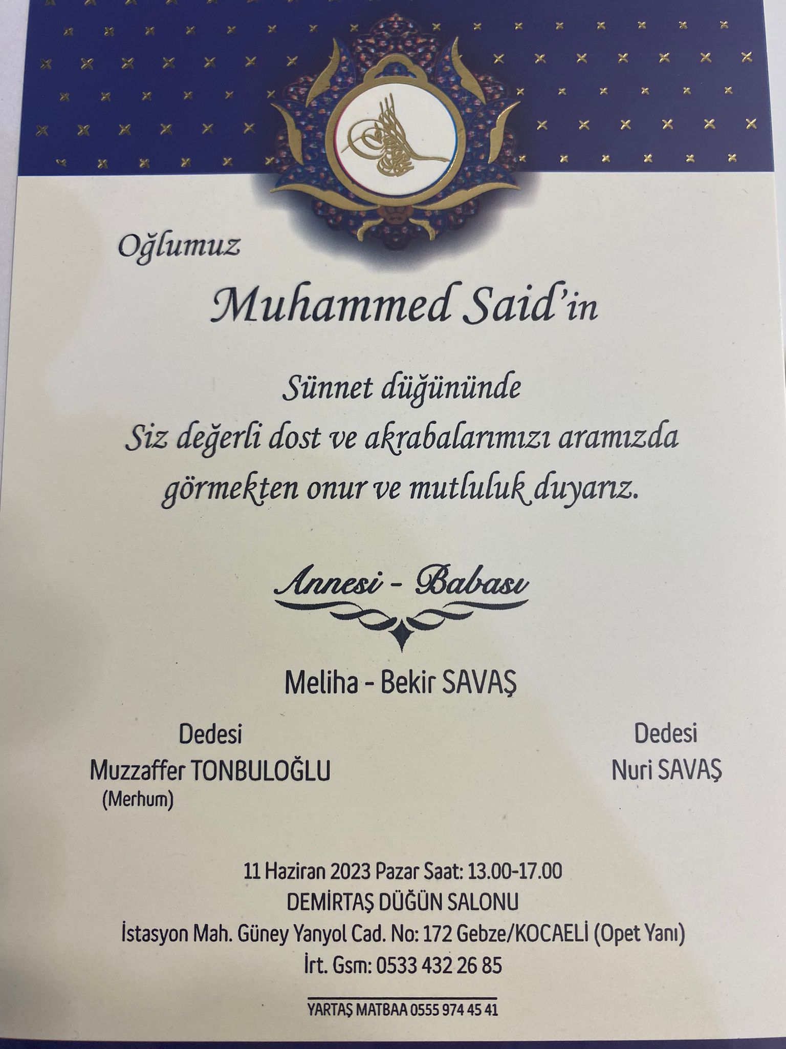 Bekir Savaş'ın Oğlu Sünnet Oluyor