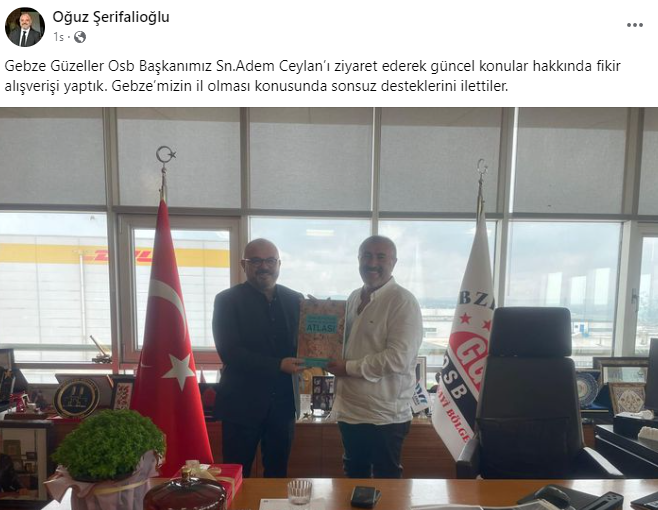 Güzeller OSB Başkanı Ceylan'dan Gebze'nin il olması için destek! Güzeller OSB Başkanı Ceylan'dan Gebze'nin il olması için destek!