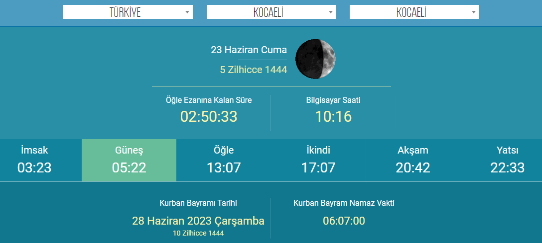 Kocaeli'de bayram namazı saat kaçta? Gebze'de bayram namazı saat kaçta? Çayırova'da bayram namazı saat kaçta? Darıca'da bayram namazı saat kaçta?