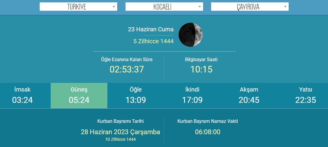 Kocaeli'de bayram namazı saat kaçta? Gebze'de bayram namazı saat kaçta? Çayırova'da bayram namazı saat kaçta? Darıca'da bayram namazı saat kaçta?