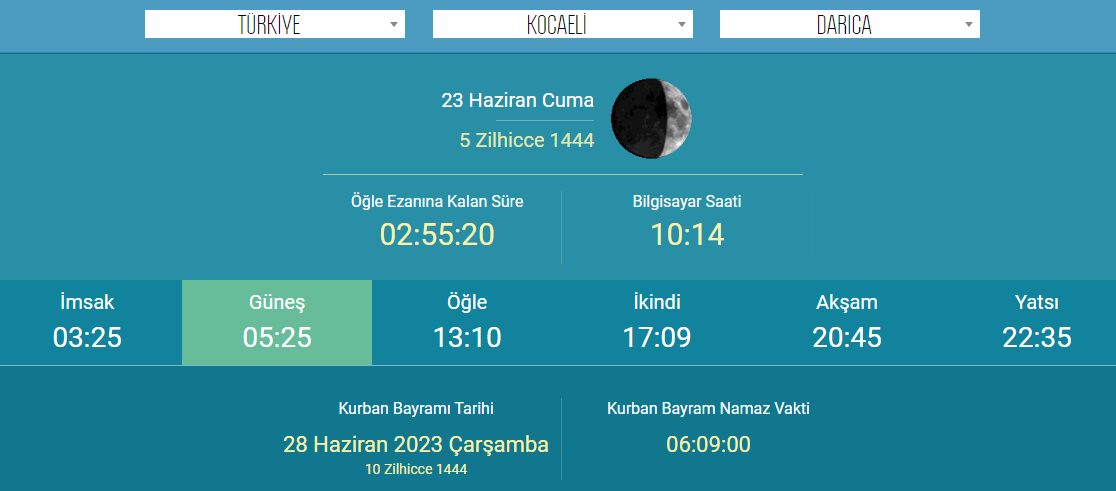 Kocaeli'de bayram namazı saat kaçta? Gebze'de bayram namazı saat kaçta? Çayırova'da bayram namazı saat kaçta? Darıca'da bayram namazı saat kaçta?