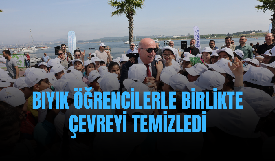 Bıyık öğrencilerle birlikte çevreyi temizledi