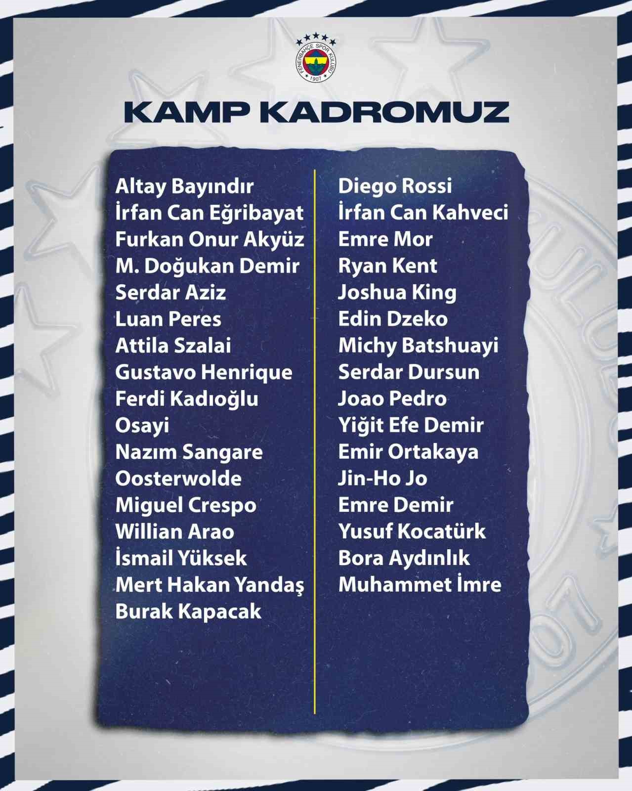 Fenerbahçe’nin Rusya hazırlık kampı kadrosu belli oldu