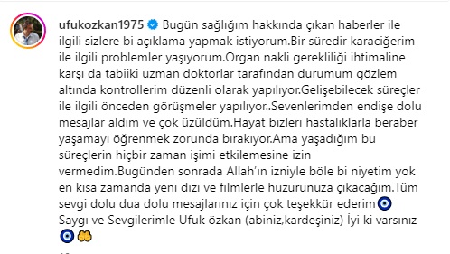 Ünlü Oyuncu Ufuk Özkan'dan Üzen Haber! Açıklama Yaptı Ünlü Oyuncu Ufuk Özkan'dan Üzen Haber! Açıklama Yaptı