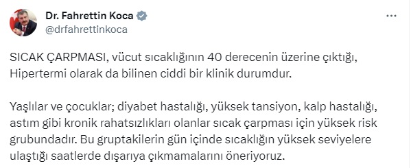 Türkiye Aşırı Sıcaklar Etkisinde, Sağlık Bakanı Uyardı!
