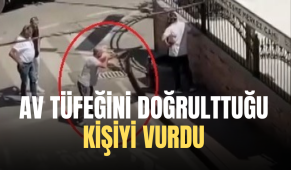 Av tüfeğini doğrulttuğu kişiye bağırarak dehşeti yaşattı, o anlar kameraya yansıdı