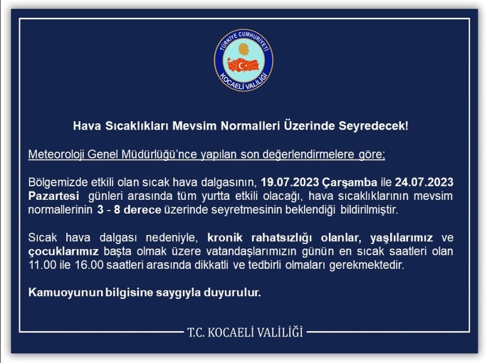 Dikkat! Kocaeli Valiliği Uyardı