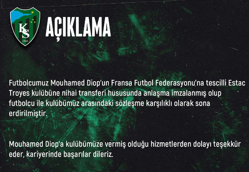 Kocaelispor'da Mouhamed Diop satıldı! Kocaelispor'da Mouhamed Diop satıldı!