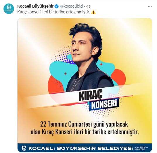 Kıraç konseri ertelendi! Kıraç konseri ertelendi!
