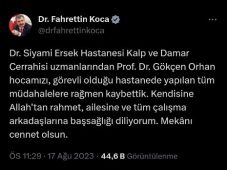 Sağlık Bakanı Fahrettin Koca, Prof. Dr. Gökçen Orhan için taziye mesajı yayınladı