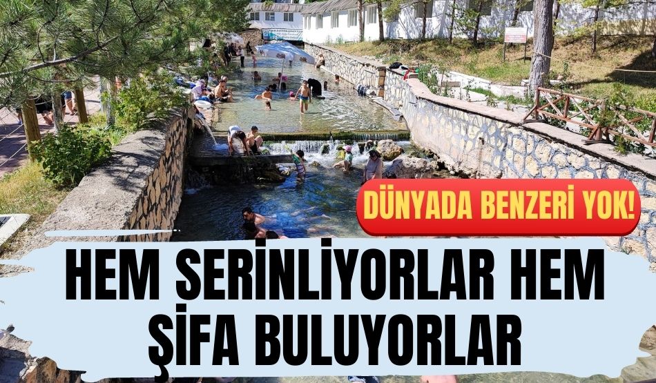 Dünyada benzeri yok! Hem serinliyorlar hem şifa buluyorlar