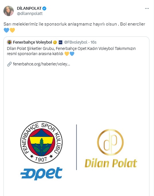 Sosyal medya fenomeni Dilan Polat, Fenerbahçe'nin resmi sponsoru oldu Sosyal medya fenomeni Dilan Polat, Fenerbahçe'nin resmi sponsoru oldu