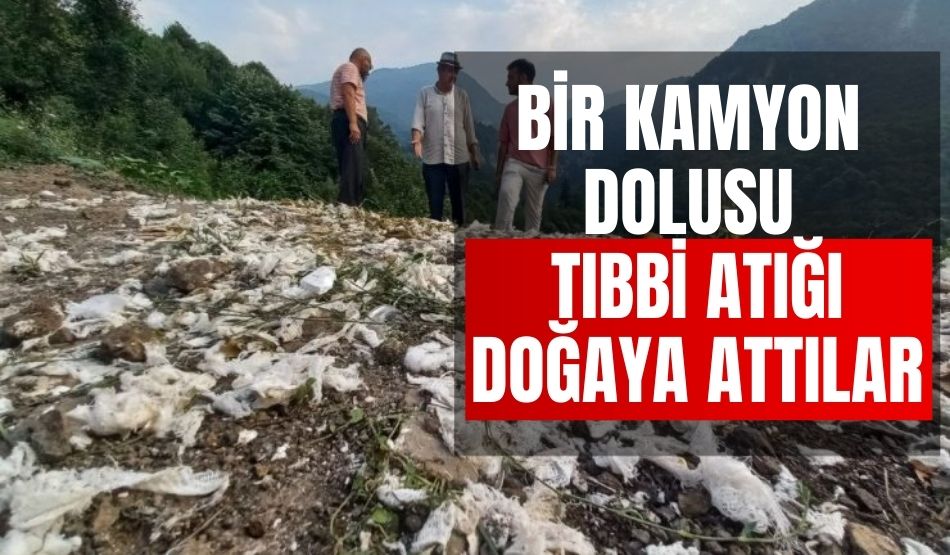 Bir kamyon dolusu tıbbi atığı doğaya attılar