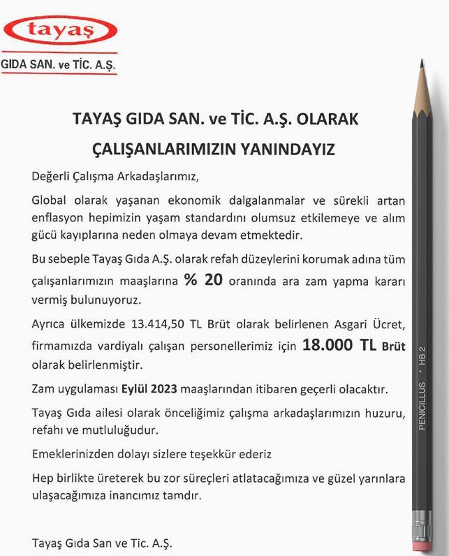 TAYAŞ Gıda’dan örnek adım! TAYAŞ Gıda’dan örnek adım!