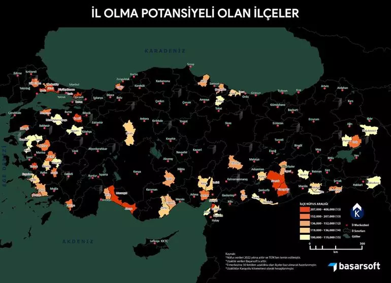 Kocaeli'nden 3 ilçe var! İl olma potansiyeli olan 67 ilçe açıklandı
