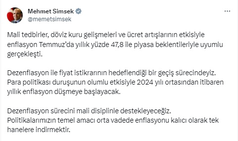 Bakan Şimşek'ten enflasyon mesajı, tarih verdi! Bakan Şimşek'ten enflasyon mesajı, tarih verdi!